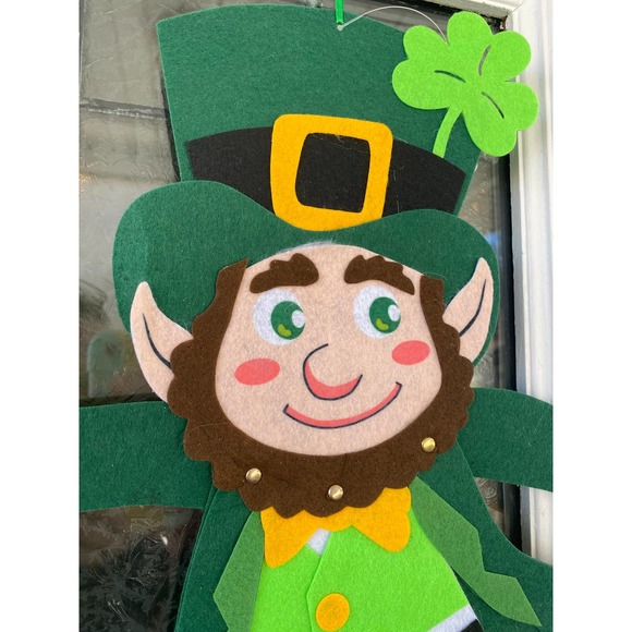 Happy Saint Patrick’s Day Leprechaun Green Wall Door Sign Wreath Crafts Decor - Picture 2 of 5